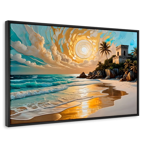 Cuadro Decorativo Marco Flotante Cielo sobre Tulum 90x60 Marco Negro