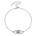 thumbnail image 1 of Pulsera de tobillo de plata esterlina Silvora para mujer, tobilleras de infinito con piedra de nacimiento de corazón de marzo, joyería de playa de verano, regalo para esposa, madre e hija, 1 of 8
