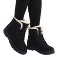 thumbnail image 4 of EKVAHL Women's Lace‑Up Winter Snow Boots, Faux Suede Walking Boots, Non‑Slip Cold Weather Outdoor Flat Casual Boots Black, 4 of 5