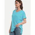 thumbnail image 3 of Women's V-Neck Tee Summer Tshirts Casual Short Sleeve Tops Loose Blouse Fit Tunic Soft, 3 of 4