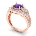 thumbnail image 2 of Three-Stone Engagement Ring for Women - 2.16ct Natural Amethyst in 14K Rose Gold Promise Ring, 2 of 6