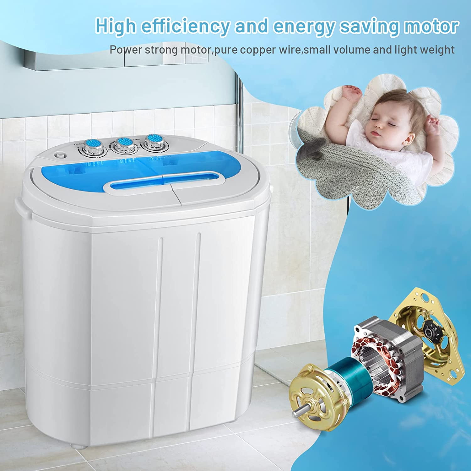 ROVSUN 11LBS Portable Washing Machine, Electric Mini Twin, 40 OFF