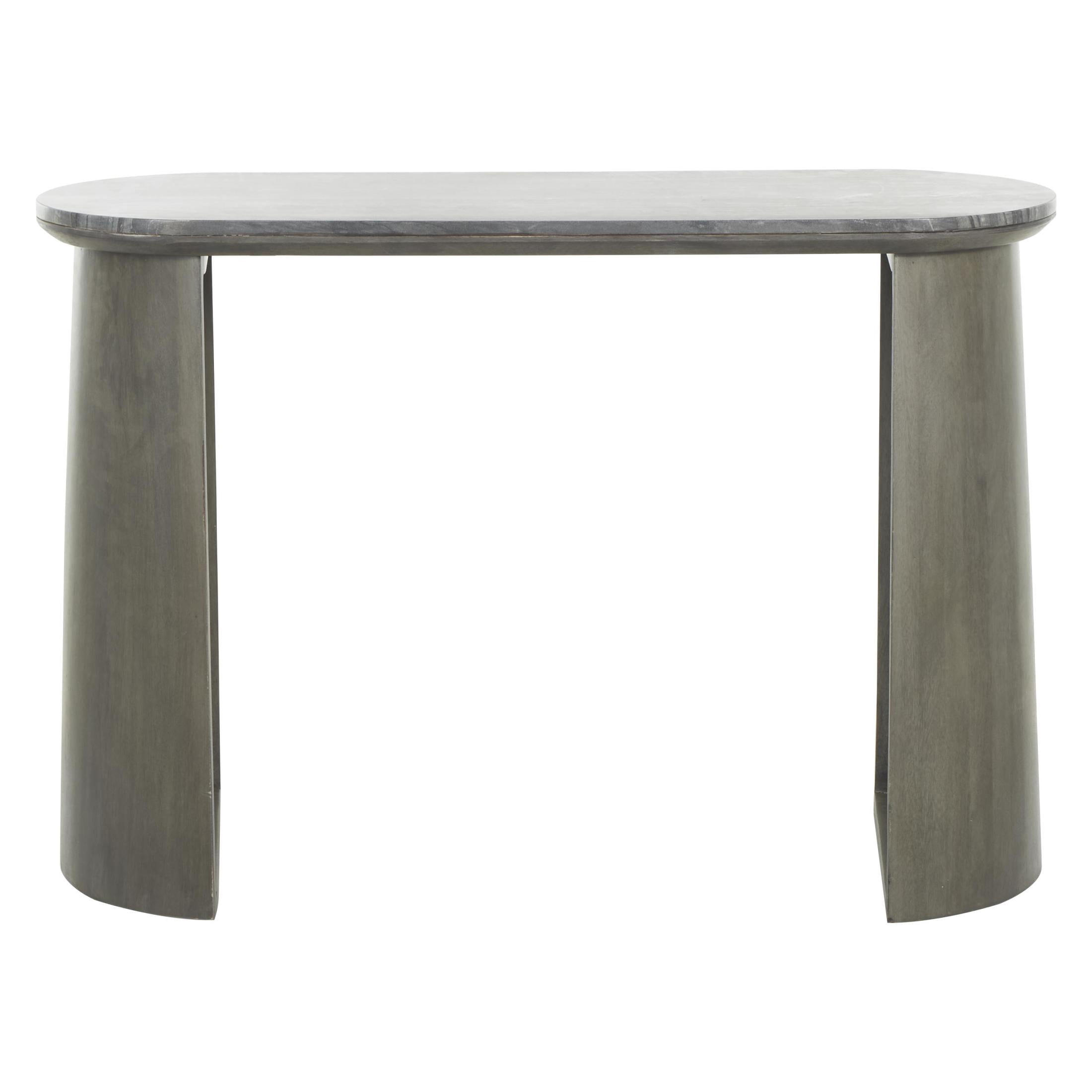 DecMode 48" x 33" Dark Gray Mango Wood Oval Console Table with Curved Flared Legs, 1-Piece