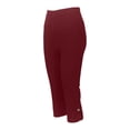 thumbnail image 6 of Capri Leggings for Women Pull on Stretch Cropped Pants Slim Fit Soft Knit Lounge Bottom Everyday Wear Casual Comfy,M,#02 Wine, 6 of 7