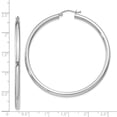 thumbnail image 4 of 925 Sterling Silver Women's Rhodium Plated Classic Tube 3mm Round Hoop Earrings | 55mm, 4 of 4