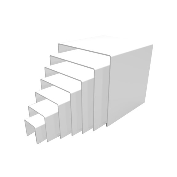 FixtureDisplays 2", 3", 4", 5", 6", 7", 8" WHITE Plexiglass Pedestal Lucite Acrylic Display Risers Jewelry Showcase Fixtures - 1/8" Thick 16905-7SIZE-WHITE