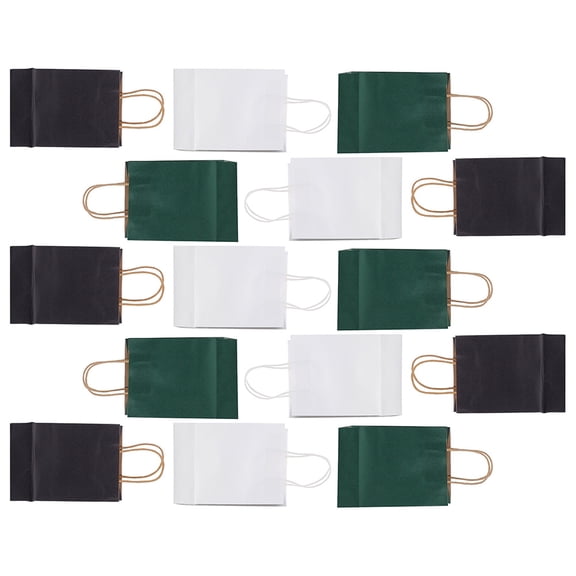 LOLIPPYY Set of 15 Kraft Paper Bags with Handles, Goodie Bags for Wedding, Birthday Party Favor Packaging