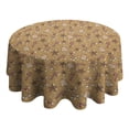 thumbnail image 4 of Brown Christmas Pattern Round Tablecloth 60"x60",Wrinkle Wipeable Table Cloth for Kitchen Dining Room Picnic Patio Party, 4 of 6