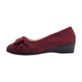 thumbnail image 2 of absuyy Womens Wine Red Bow Wedge Flats, Comfortable Slip-On Soft Flocked Ballet Flats with Low Heel Cushioned Insole, Non-Slip Dress Walking Shoes,Size 8.5, 2 of 8
