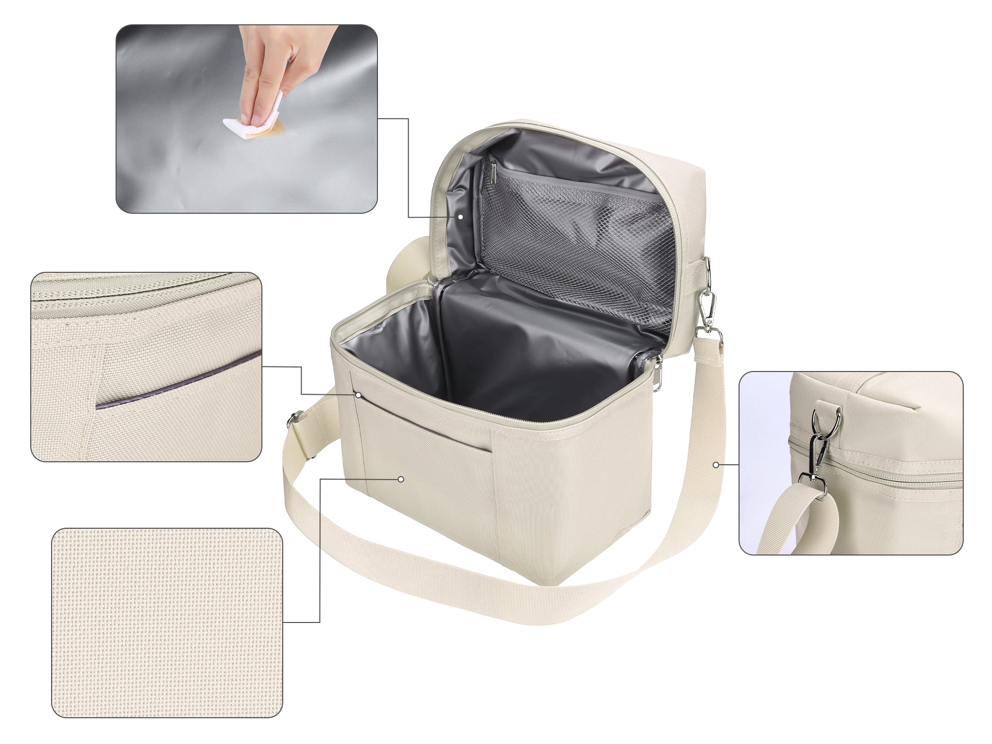Unique Bargains Insulated Leakproof Lunch Bag for Work, Beach Beige