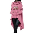 thumbnail image 1 of Mujeres Casual Manga Larga Suelta Impreso Medio Y Largo Tops Mujer Blusa Sudaderas Con Capucha Pompotops FGAJ17426, 1 of 5