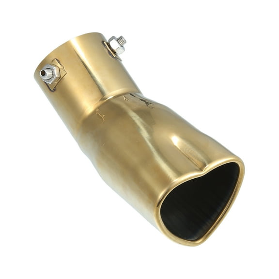 Car Exhaust Tip Heart Shaped Tail Pipe 2.4Inch Inlet 2.7x2.4Inch Outlet 7.5Inch Length Curved Gold Tone