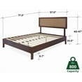 thumbnail image 3 of Bme Nipe 14 Inch Bohemian Bed Frame with Adjustable Wicker Headboard - Rustic & Vintage Unique Style with Acacia Wood - No Box Spring Needed - Easy Assembly - Full, Walnut, 3 of 7
