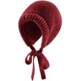 thumbnail image 4 of Womens Knited Fall/Winter Hat with Adjustable Strings, Multi-use Plain Versatile Beanies Skull Cap Travel Hat,Christmas Red, 4 of 5