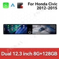thumbnail image 1 of ZWNAV Dual 12.3 inch Screen Car Radio For Honda Civic 2012-2015 Android GPS Navigation Multimedia Video Player Stereo Receiver Head Unit, 1 of 12