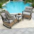 thumbnail image 3 of Enyopro 3 Pieces Outdoor Rocking Chair Set, Patio Rattan Furniture Set with 2 Rockers and 1 Side Table, for Porch, Backyard, Deck, Gray, 3 of 9