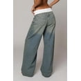thumbnail image 5 of EMMIOL Women's Y2K Vintage High-Waisted Baggy Wide-Leg Jeans Contrast Wave Stitching Washed Denim Pants Streetwear, 5 of 6