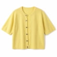thumbnail image 4 of dazeni Women's Short Sleeve Sweater Lightweight Knit Button Down Cardigan Jackets Summer Casual Open Front Cardigans Clothes Yellow, 4 of 5
