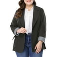 thumbnail image 3 of Unique Bargains Women's Plus Size Stripe Cuff Notched Lapel Casual Blazer, 3 of 7