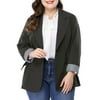 MODA NOVA Juniors Plus Size Stripe Cuff Notched Lapel Casual Blazer