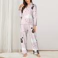 thumbnail image 3 of Junzan Cute Panda Print Womens Pajama Sets,Long Sleeve Button Down For Women Pjs 2 Piece, 3 of 9