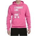 thumbnail image 2 of Wild Bobby I Fought Like A Girl and Won Breast Cancer Awareness Unisex Hoodie Sweatshirt, Neon Pink, 3X-Large, 2 of 6