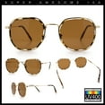 thumbnail image 2 of Double Rim Octagonal Classical Metal Rim Rectangular Hipster Sunglasses Gold Tortoise - Brown, 2 of 7