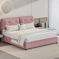 thumbnail image 6 of 4 EVER WINNER King Bed Frame, King Size Bed Frame with Headboard, Boucle Bed Frame with Removable Pillow Upholstery, No Box Spring Required, Easy Assembly, Pink, 6 of 6