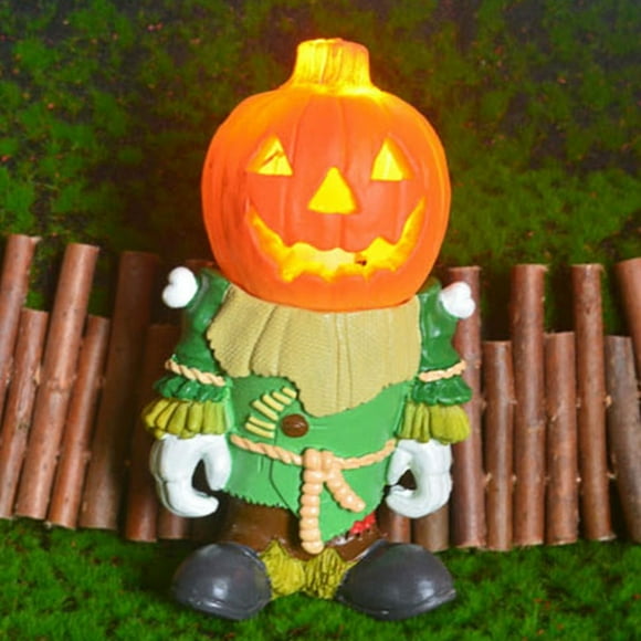 Halloween Lantern Luminous Pumpkin Knight Figurine Creative Craft Tabletop Statue for Balcony Garden Decorations