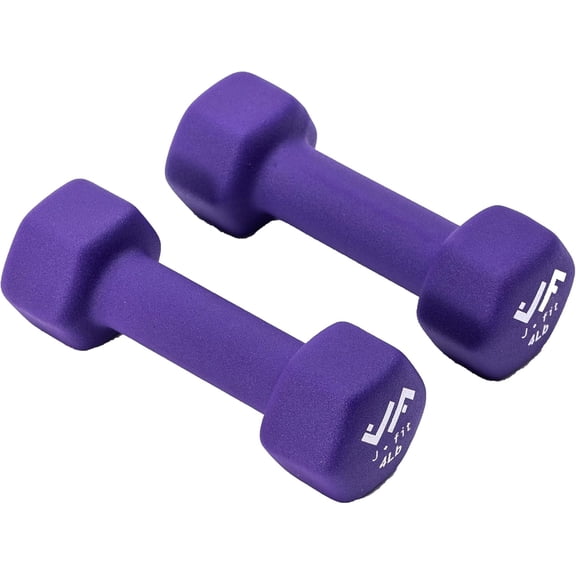 JFIT Dumbbell Pairs or Sets – Neoprene & Vinyl Coated Hand Weights for Home Gym, Strength Training, Aerobics, Cardio Exercise and Fitness