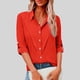 thumbnail image 2 of Camisas de Manga Larga para las Mujeres Blusa de Túnica de Imitación de Botón de Solapa de Ajuste Suelto con Tela Suave, Top de Verano Transpirable para Uso Diario Informal, 2 of 8