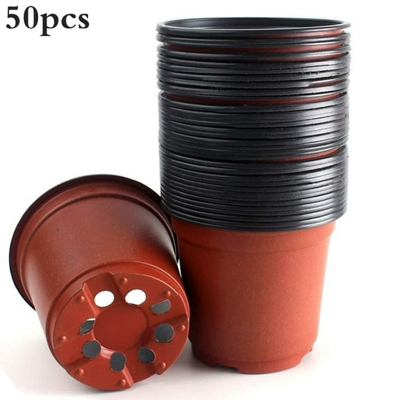 Walbest 3.78'' x 3.43" Round Red Plastic Plant Nursery Pot with Drainage Holes (50 Count)