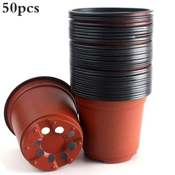 Walbest 50 Packs Plastic Plant Nursery Pots, Seed Starting Pot Flower