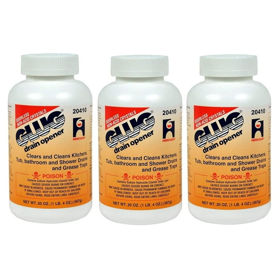 Lwory Available 20410 Glug Drain Opener, 20 oz, 3 Pack