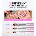 thumbnail image 5 of MelodySusie 3Pcs Nail Art Brush Set with Brush Holder, Sizes 8 10 14 for Acrylic Powder and Nail Extension, Pink-Silver, 5 of 8