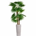 thumbnail image 1 of Vintage Home Artificial Faux Real Touch 69" Tall Fan Palm Tree With Burlap Kit And Fiberstone Planter, 1 of 3