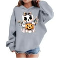 thumbnail image 2 of bbymog Halloween Cute Tops for Girls Fashion Spooky Graphic Long Sleeve Hoodies for Boys Fall Winter Girls Sweatshirt Gray 5 Years, 2 of 10
