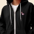 thumbnail image 5 of Dalix Flamingo Embroidered Zip Hoodie Fleece Long Sleeve Pocket Warm Soft Mens in Black 2XL XX-Large, 5 of 5