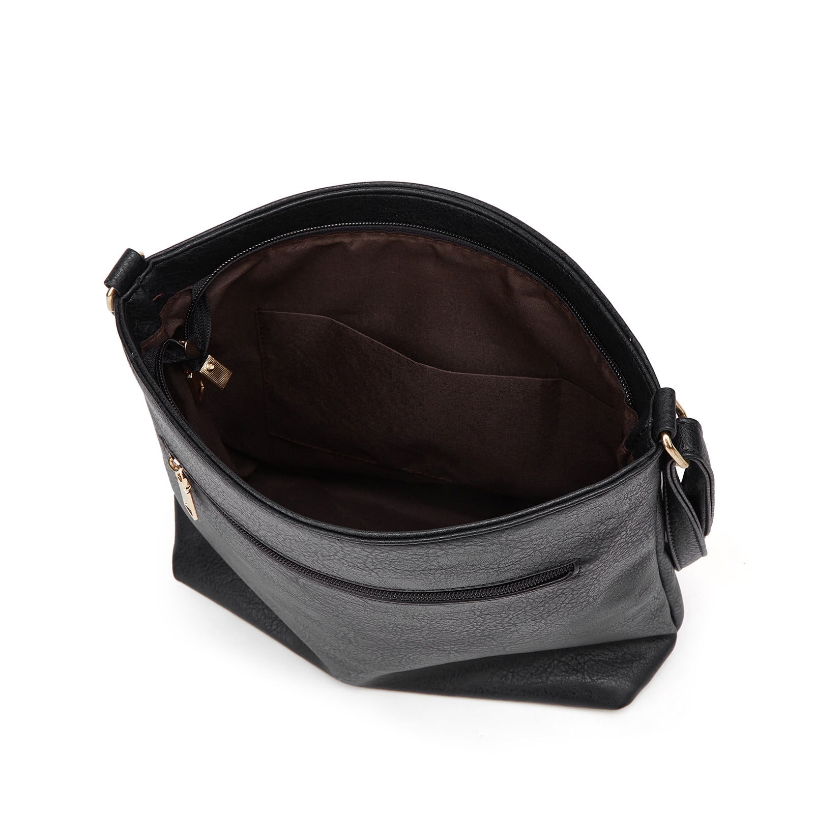 Mepaouo Vegan Leather Crossbody Bags for Women Shoulder Handbag Purse with Zipper Pockets(Black)