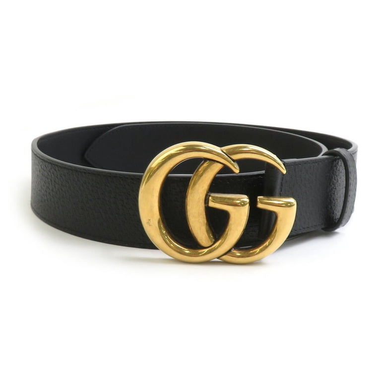 Pre-Owned GUCCI GG Marmont Belt Leather Metal Black Gold  display picture 1