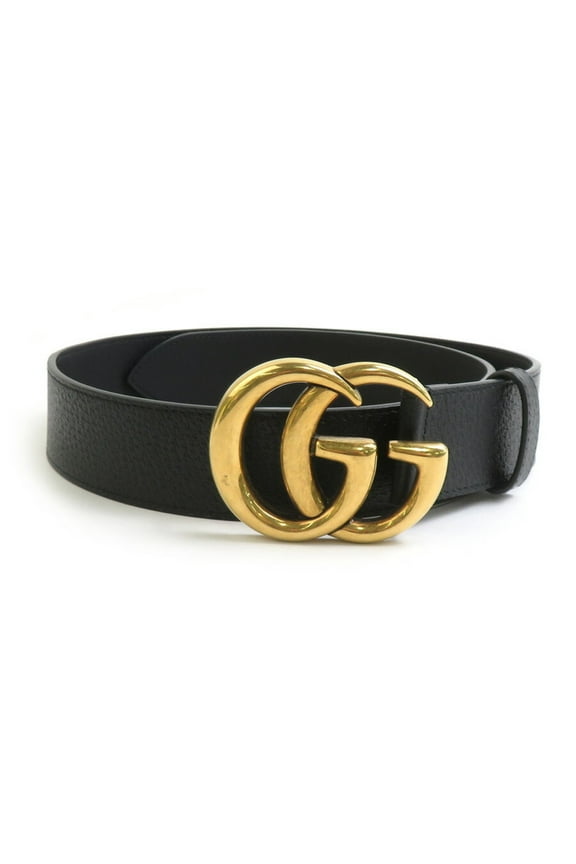Pre-Owned GUCCI GG Marmont Belt Leather Metal Black Gold Women's 406831 e60267k (Good)