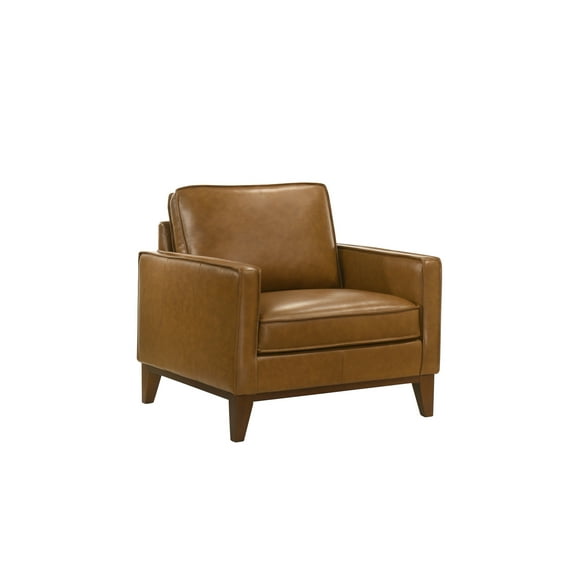 New Classic Furniture Caspar Leather Upholstered Accent Chair in Caramel Brown