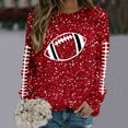 thumbnail image 5 of Cnbwig Fashion Hoodies for Women Sweatshirts Long Sleeve Crewneck Sweatshirt Football Glitter Print Sequins Loose Winter Top Soft Blouse Top Casual Fall Clothes 2025 Workout Shirt A24-Red XXL, 5 of 5