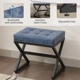 thumbnail image 5 of Modern Tufted Metal Legs Accent Stool, Blue, 5 of 8