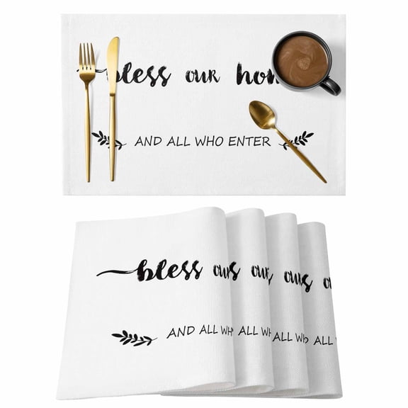 Placemat Set of 4 Bless Our Home Placemats for Dining Table Retro Wood Grain Country Style Washable Table Mats for Kitchen and Party Decor Indoor & Outdoor Use