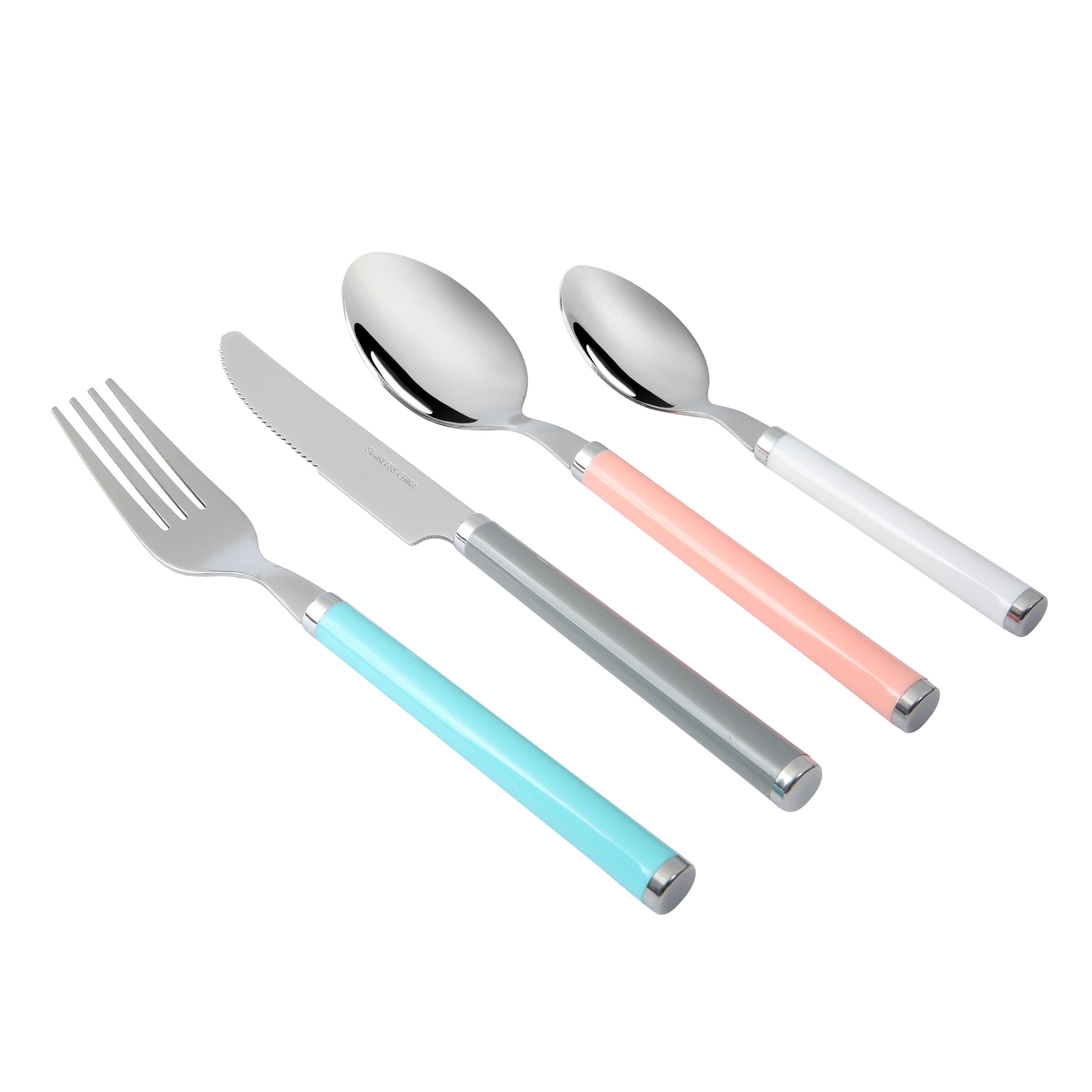 Mainstays 17 Piece Aura Flatware Set with Storage Rack Multicolor