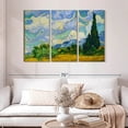 thumbnail image 2 of Elephant Stock Wheat Field With Cypresses Wall Art - Horizontal Multi Panel Canvas - Living Room Wall Decor - Nature Multi Panel - Yellow And Green Decor By Vincent Van Gogh - 50" x 32", 2 of 8