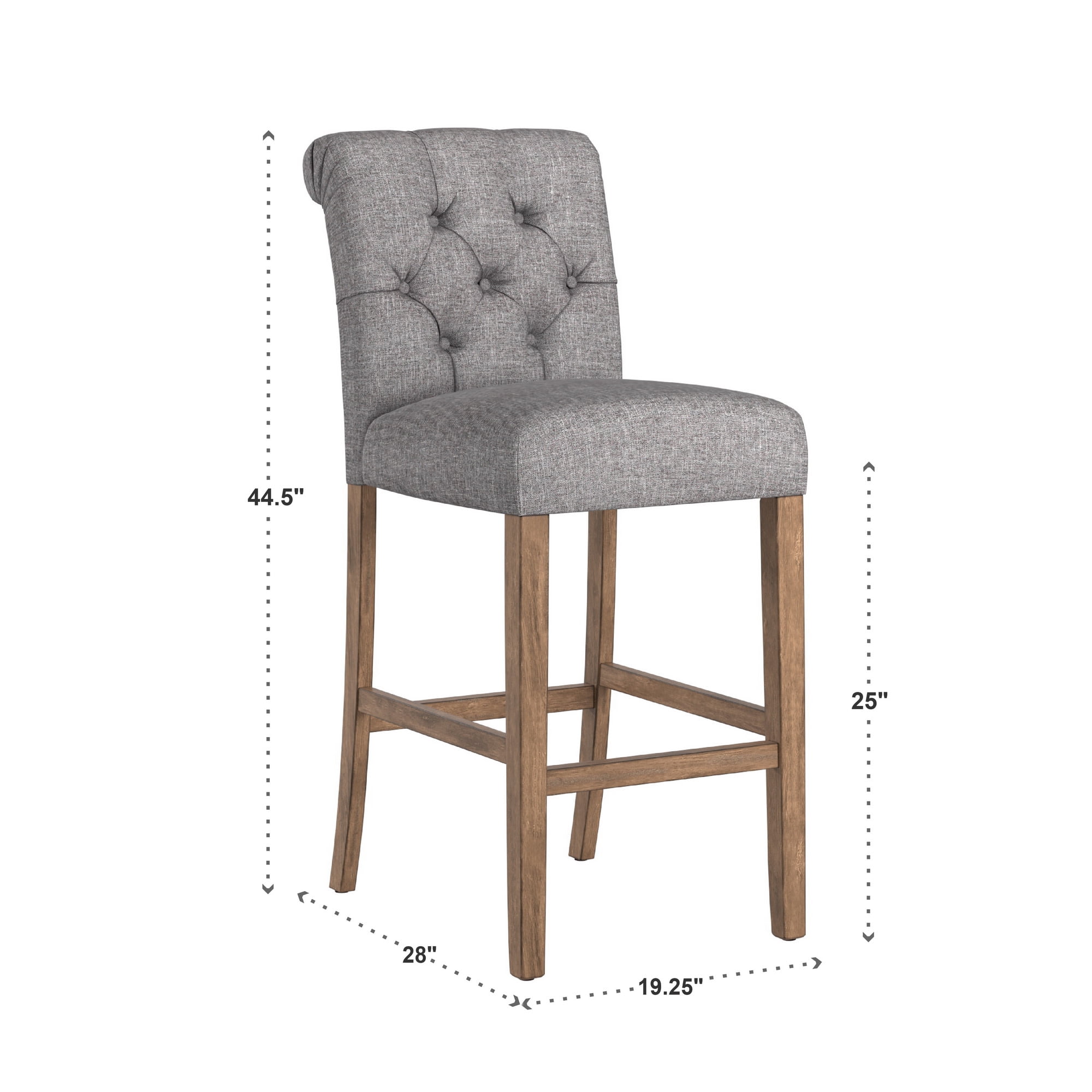 Weston Home Santine Tufted Rolled Back Bar Stools, Gray (Set of 2)