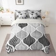 thumbnail image 2 of jejeloiu Waves Striped Lines 7-Piece Bedding Comforter Set,Boho Gemoetric Pattern King Bedding Sets,Gray Mermaid Print Bed Sheets For Adults,Super Cozy Room Decor Reversible, 2 of 8