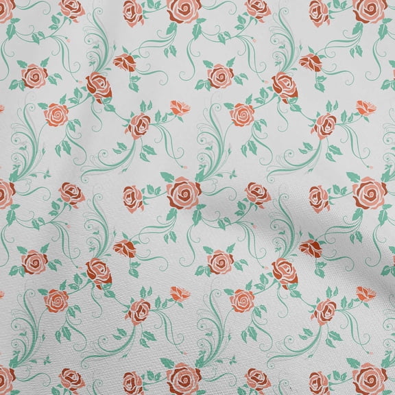 oneOone Polyester Spandex Dusty Teal Green Fabric Florals Fabric For Sewing Printed Craft Fabric By The Yard 56 Inch Wide